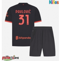 Camiseta AC Milan Strahinja Pavlovic #31 Tercera Equipación para niños 2026-27 manga corta (+ pantalones cortos)